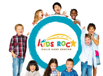 Kids Rock childcare center children posting with our logo